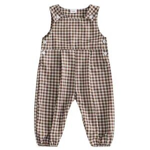 Brown Gingham Romper First Birthday Clothes Brown Plaid Outfit Boy Longall